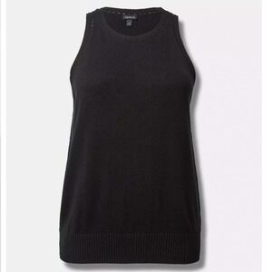 Torrid Black Crochet Trim Sweater Tank High Neck Size 2/2X (18-20))